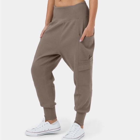 HALARA Pants - High Waisted Foldover Side Pocket Waffle Harem Dance Cargo Joggers New